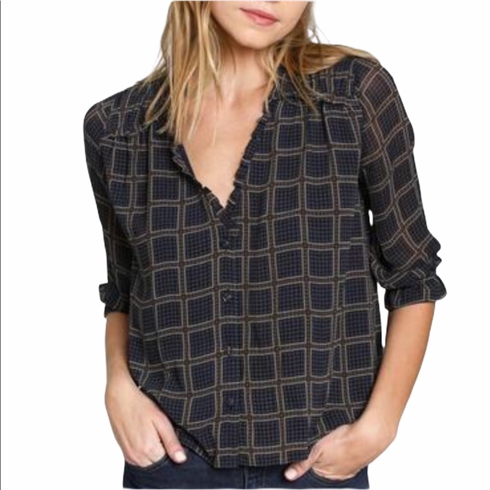D.RA Los Angeles Empire V Neck Geometric Top